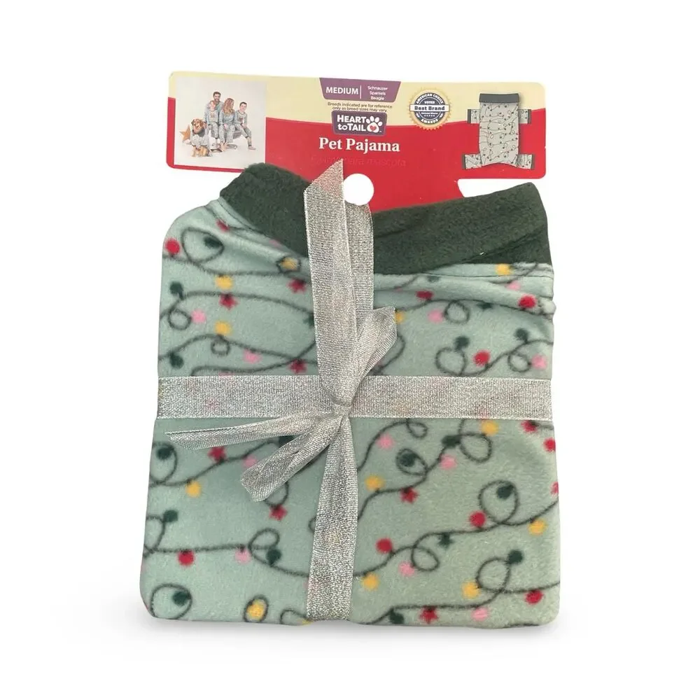 Heart to Tail Christmas Holiday Pet Dog Pajama Medium Green Fleece Beagle NWT